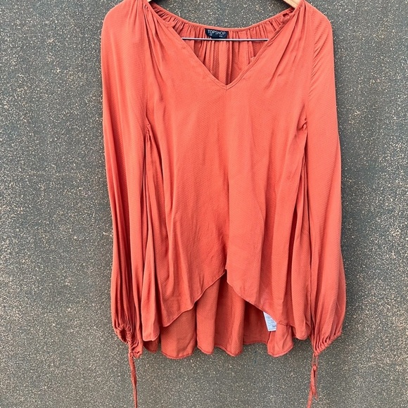 Topshop Peasant Style Long Sleeve  Women Burnt Oranges Size 8 - Picture 1 of 9